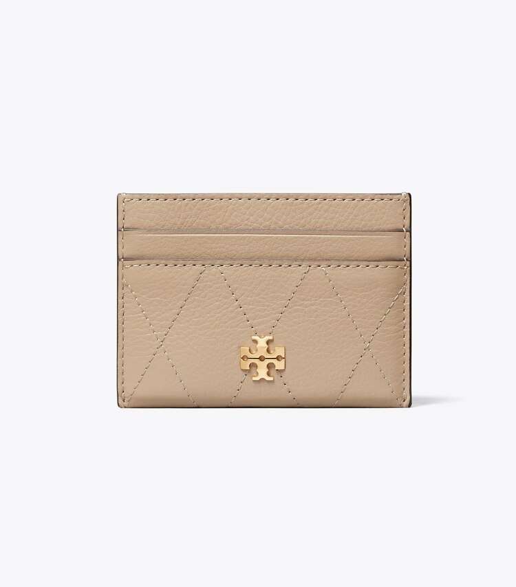 Tory Burch diseñador tarjeteros Tarjetero acolchado Charlie en Soft Cement frente