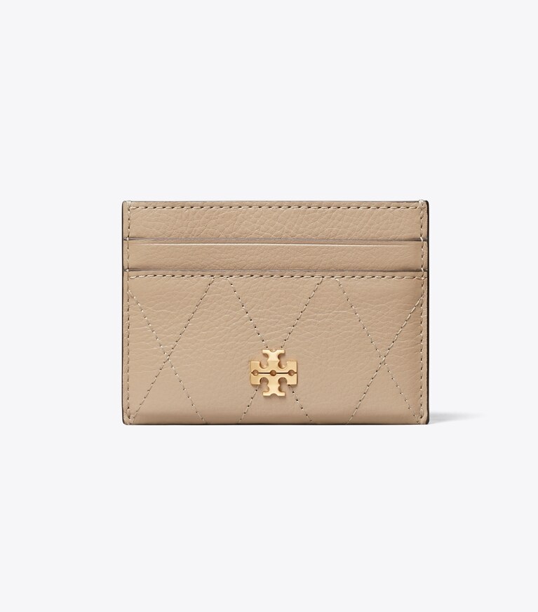 Tory Burch diseñador tarjeteros Tarjetero acolchado Charlie en Soft Cement frente