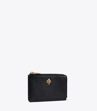Tory Burch diseñador tarjeteros Tarjetero acolchado con cremallera Charlie en Black ángulo