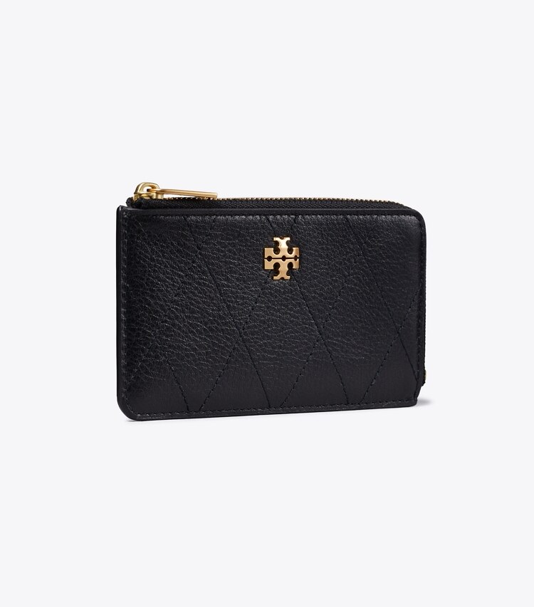 Tory Burch diseñador tarjeteros Tarjetero acolchado con cremallera Charlie en Black ángulo