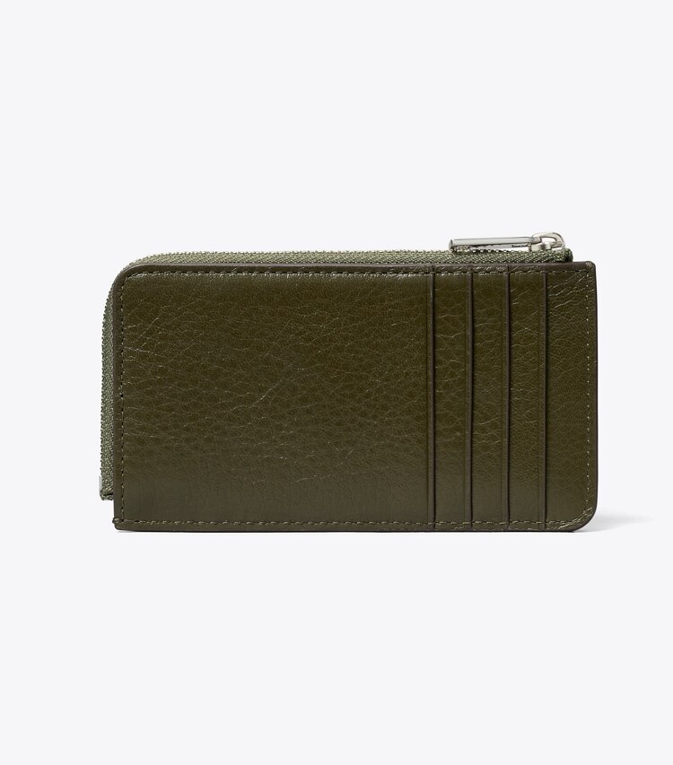 Tory Burch diseñador tarjeteros Tarjetero acolchado con cremallera Charlie en Dark Olive volver