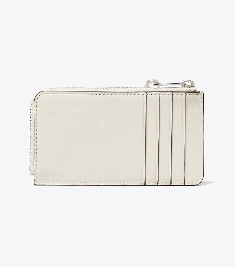 Tory Burch diseñador tarjeteros Tarjetero acolchado con cremallera Charlie en Light Cream / Charms volver