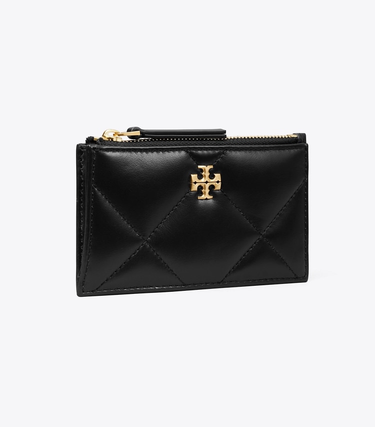 Tory Burch diseñador tarjeteros Tarjetero acolchado con forma de rombos y cremallera Kira en Black ángulo