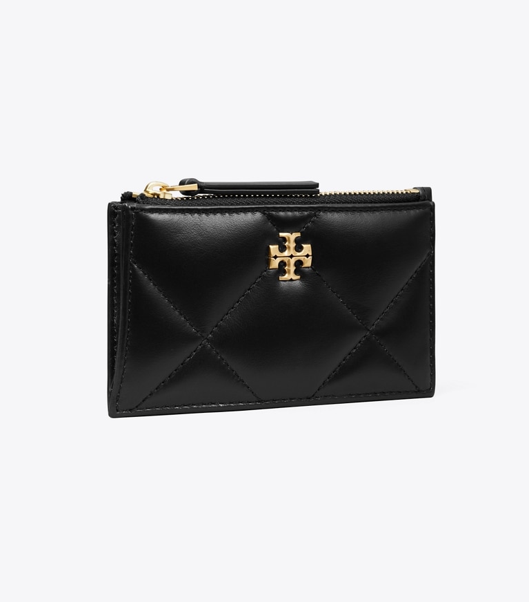 Tory Burch diseñador tarjeteros Tarjetero acolchado con forma de rombos y cremallera Kira en Black ángulo
