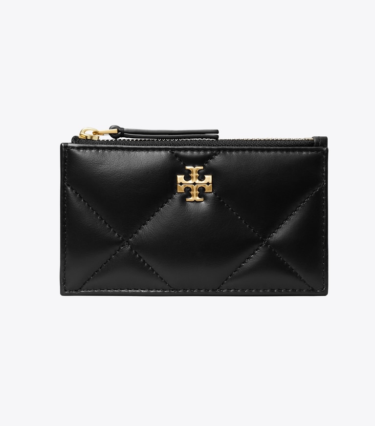 Tory Burch diseñador tarjeteros Tarjetero acolchado con forma de rombos y cremallera Kira en Black frente