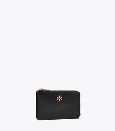 Tory Burch diseñador tarjeteros Tarjetero Charlie con cremallera en Black ángulo