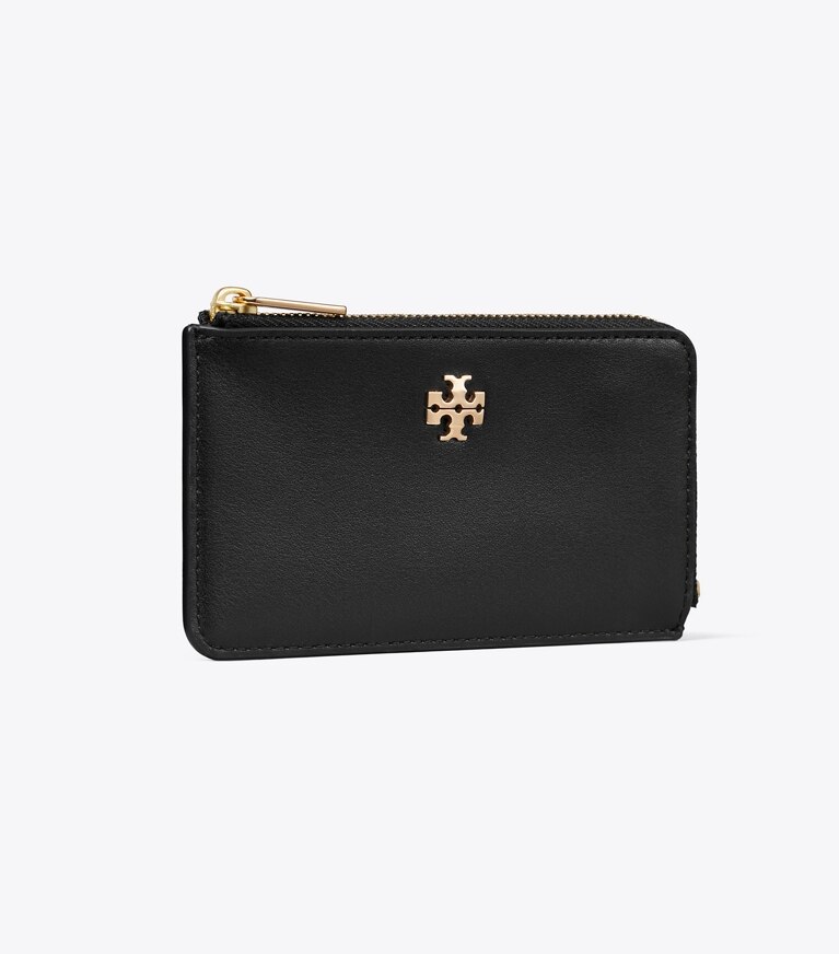 Tory Burch diseñador tarjeteros Tarjetero Charlie con cremallera en Black ángulo