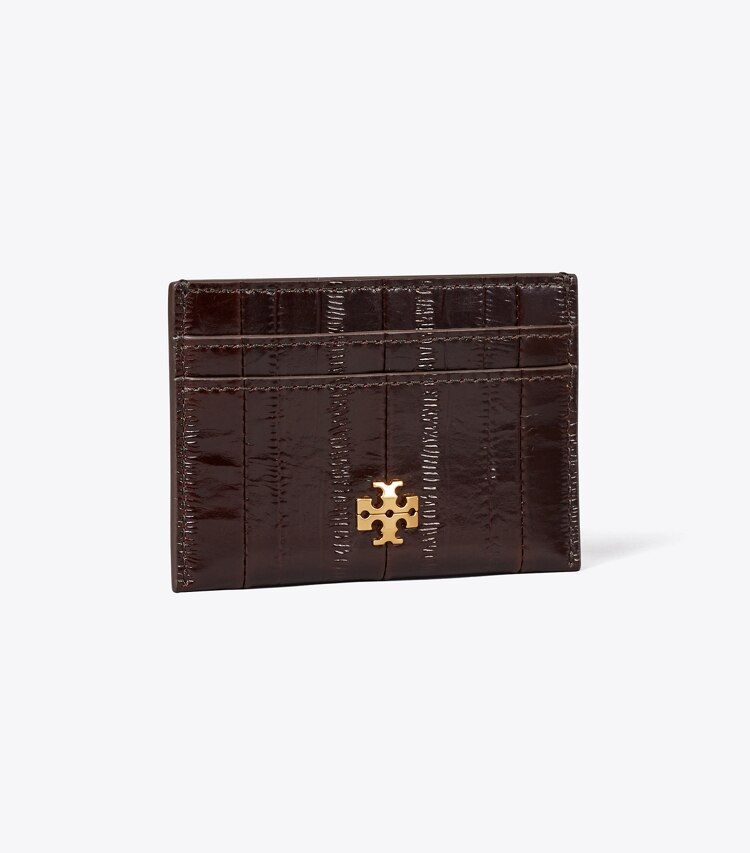 Tory Burch diseñador tarjeteros Tarjetero Charlie con relieve de anguila en Dark Brown ángulo