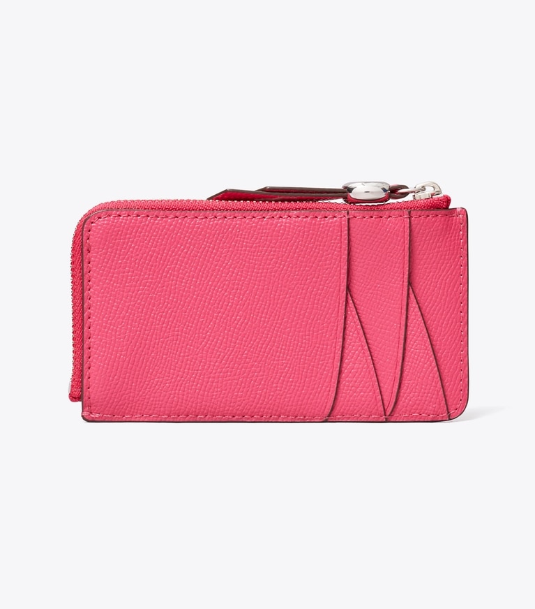 Tory Burch diseñador tarjeteros Tarjetero con cremallera Romy en Bright Pink parte trasera