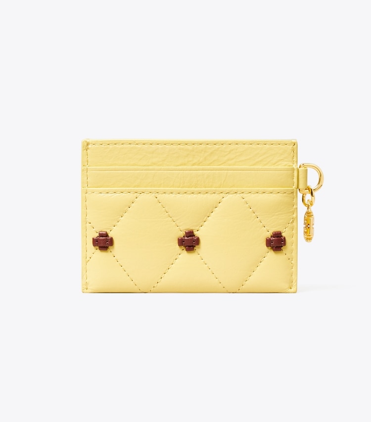 Tory Burch diseñador tarjeteros Tarjetero de charol con nudo de conejito en Beeswax parte trasera
