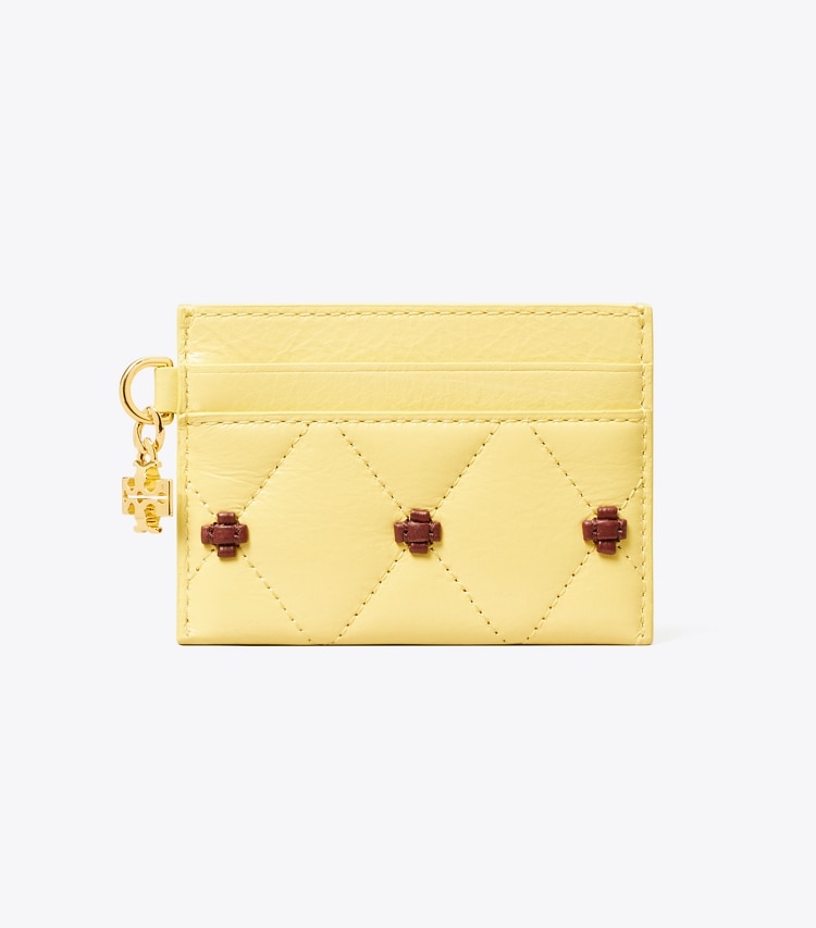 Tory Burch diseñador tarjeteros Tarjetero de charol con nudo de conejito en Beeswax frontal
