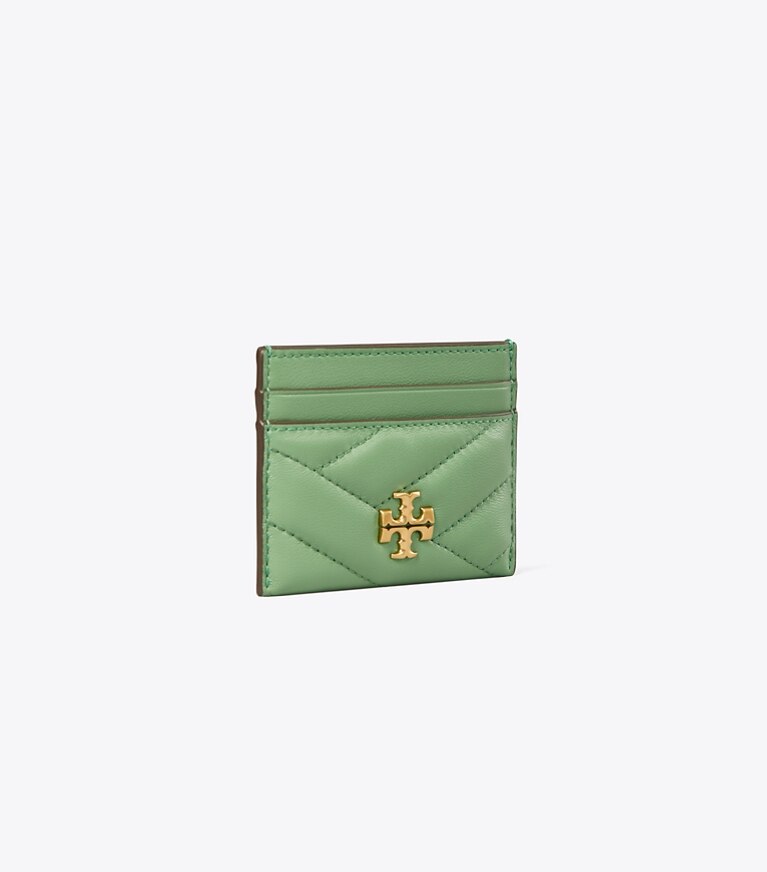 Tory Burch diseñador tarjeteros Tarjetero de chevrón Kira en Patina ángulo