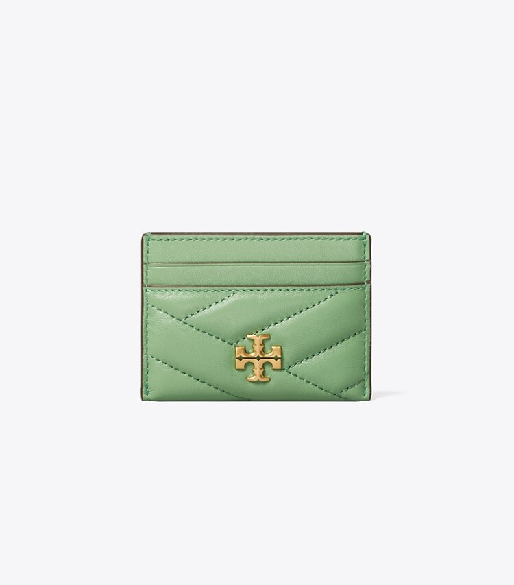 Tory Burch diseñador tarjeteros Tarjetero de chevrón Kira en Patina frontal