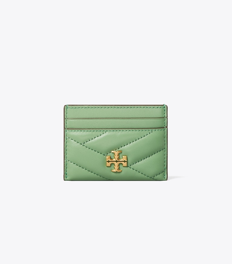 Tory Burch diseñador tarjeteros Tarjetero de chevrón Kira en Patina frontal