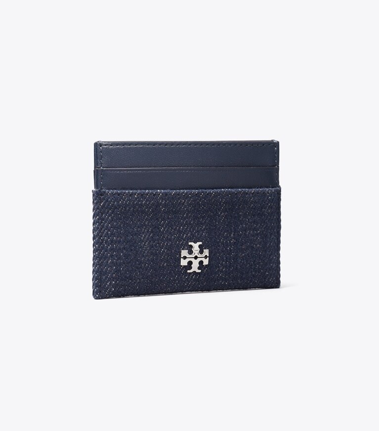 Tory Burch diseñador tarjeteros Tarjetero de denim Charlie en Midnight ángulo