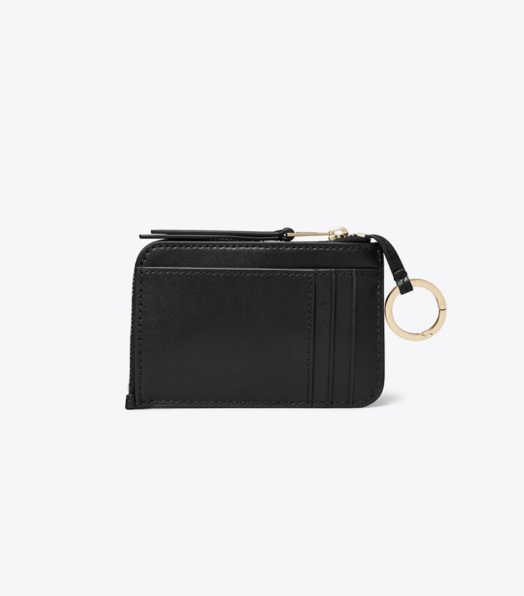 Tory Burch diseñador tarjeteros Tarjetero de piel con cremallera con monograma de T en Black parte trasera