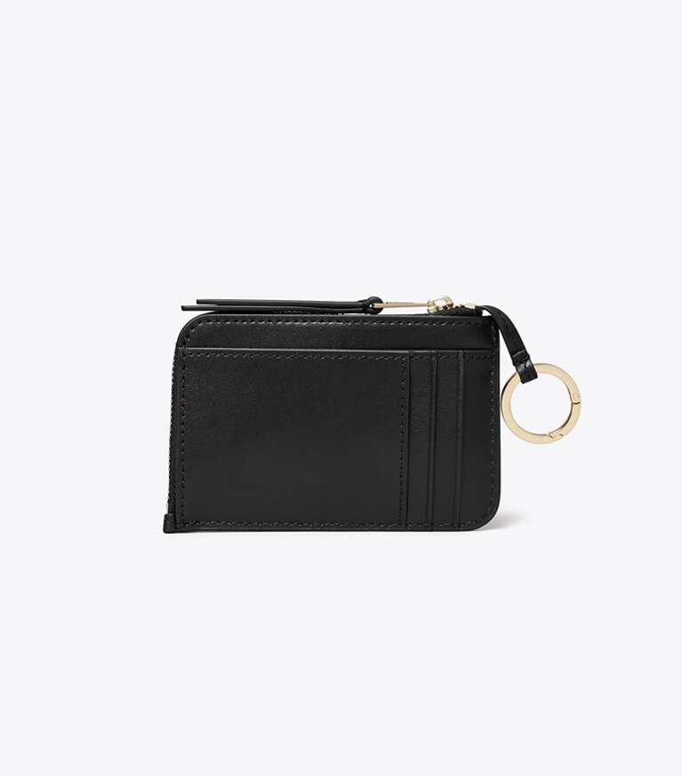Tory Burch diseñador tarjeteros Tarjetero de piel con cremallera con monograma de T en Black parte trasera