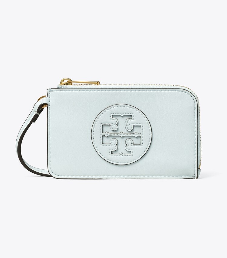 Tory Burch diseñador tarjeteros Tarjetero Ella Bio con cremallera en Ice Blue frente