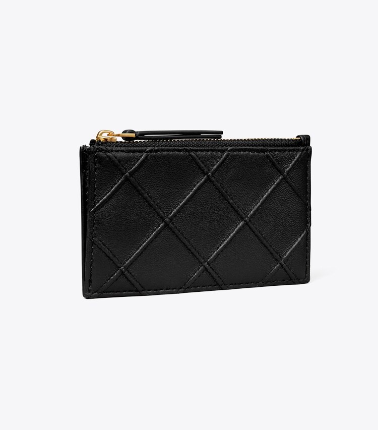 Tory Burch diseñador tarjeteros Tarjetero Fleming con cremallera en Black ángulo