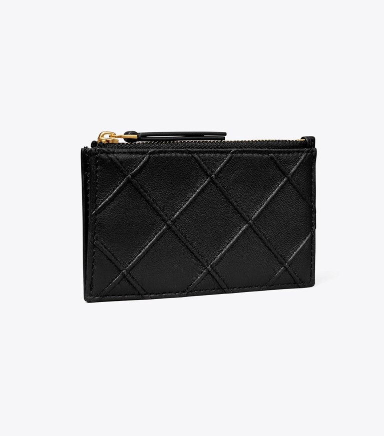 Tory Burch diseñador tarjeteros Tarjetero Fleming con cremallera en Black ángulo