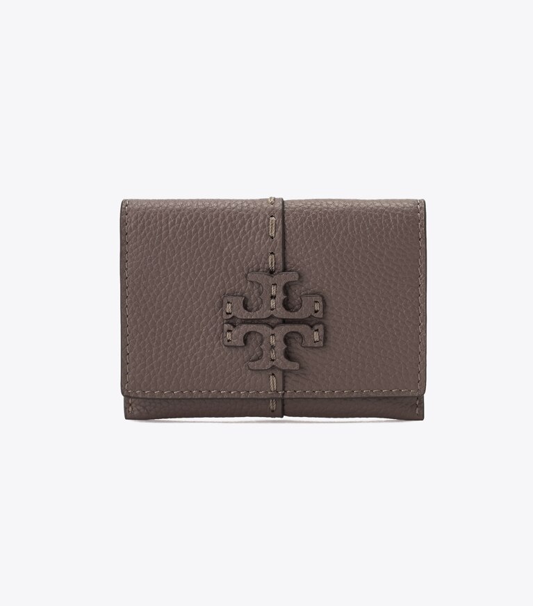 Tory Burch diseñador tarjeteros Tarjetero McGraw con solapa en Silver Maple frente