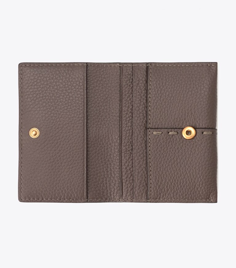 Tory Burch diseñador tarjeteros Tarjetero McGraw con solapa en Silver Maple vista superior
