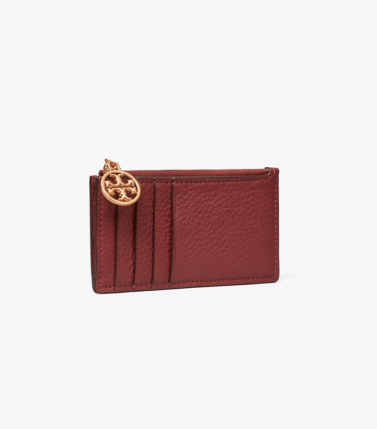Tory Burch diseñador tarjeteros Tarjetero Miller con cremallera superior en Autumn Red ángulo