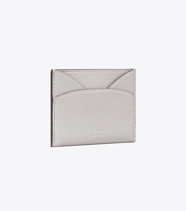 Tory Burch diseñador tarjeteros Tarjetero plano en Dove Gray ángulo
