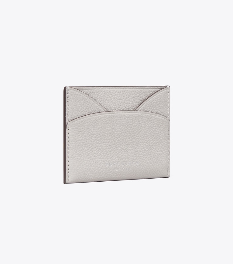 Tory Burch diseñador tarjeteros Tarjetero plano en Dove Gray ángulo