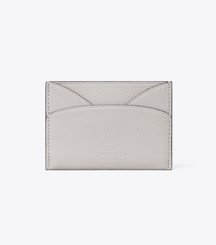 Tory Burch diseñador tarjeteros Tarjetero plano en Dove Gray frontal