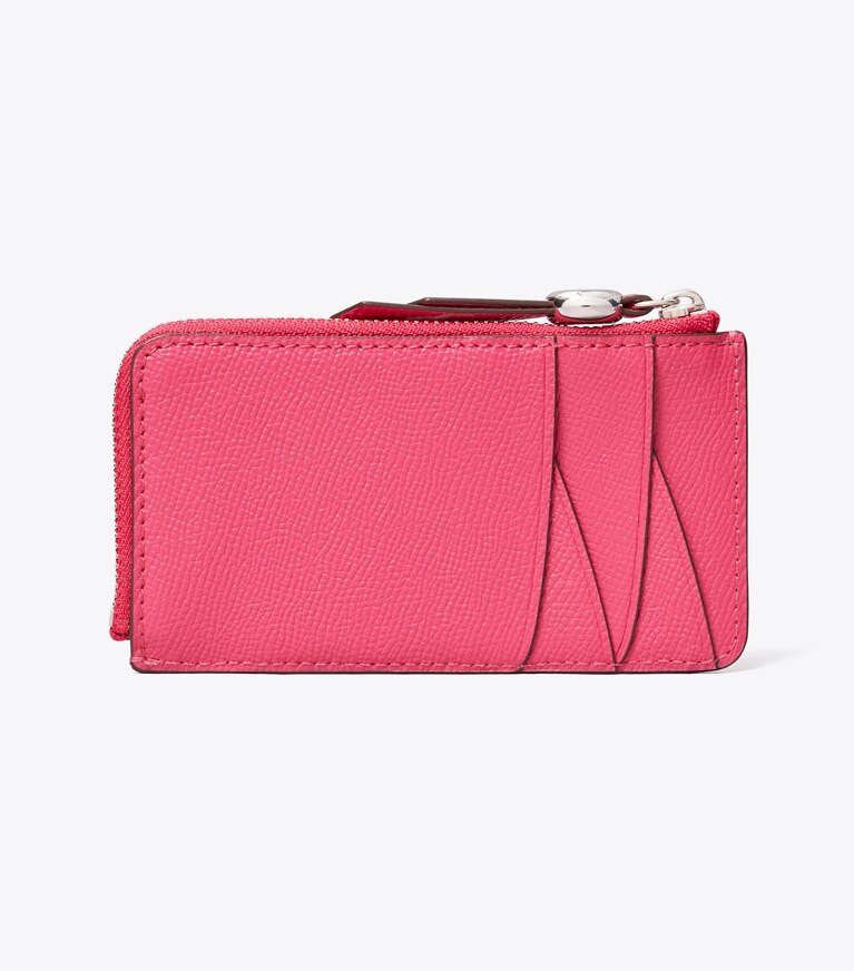 Tory Burch diseñador tarjeteros Tarjetero Romy con cremallera en Bright Pink volver