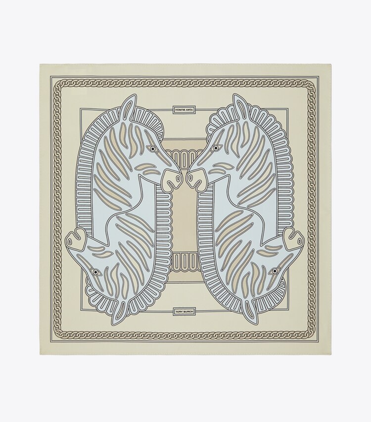 Tory Burch designer schals Taschentuch mit Zebra-Print in Light Blue Zebra Scarf von oben