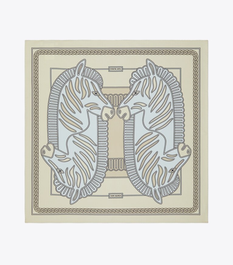 Tory Burch designer schals Taschentuch mit Zebra-Print in Light Blue Zebra Scarf von oben