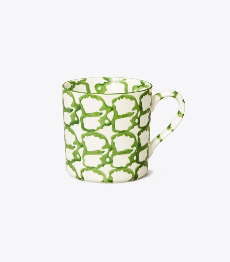 Tory Burch designer vaisselle Tasse collection Spongeware, lot de 4 dans Green/Smoke de face