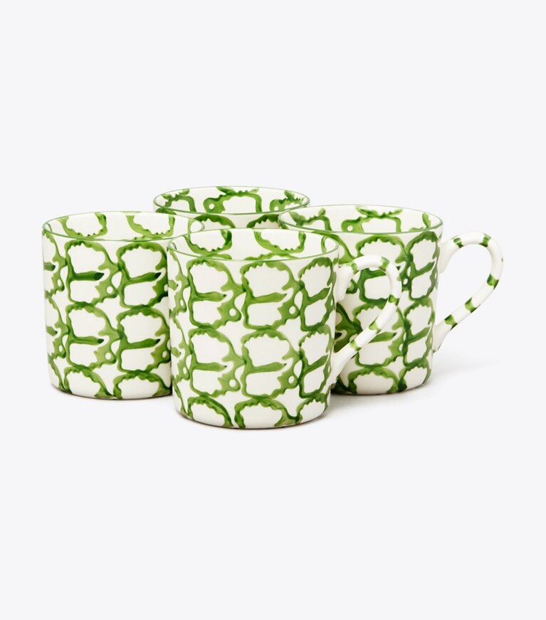 Tory Burch designer vaisselle Tasse collection Spongeware, lot de 4 dans Green/Smoke groupe