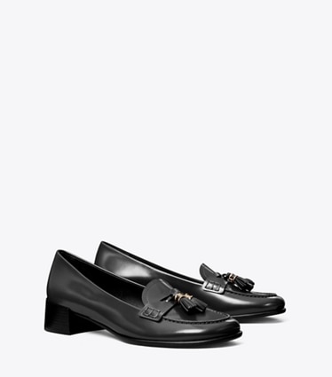 Tory Burch designer flats Tassel Loafer in PERFECT BLACK angle