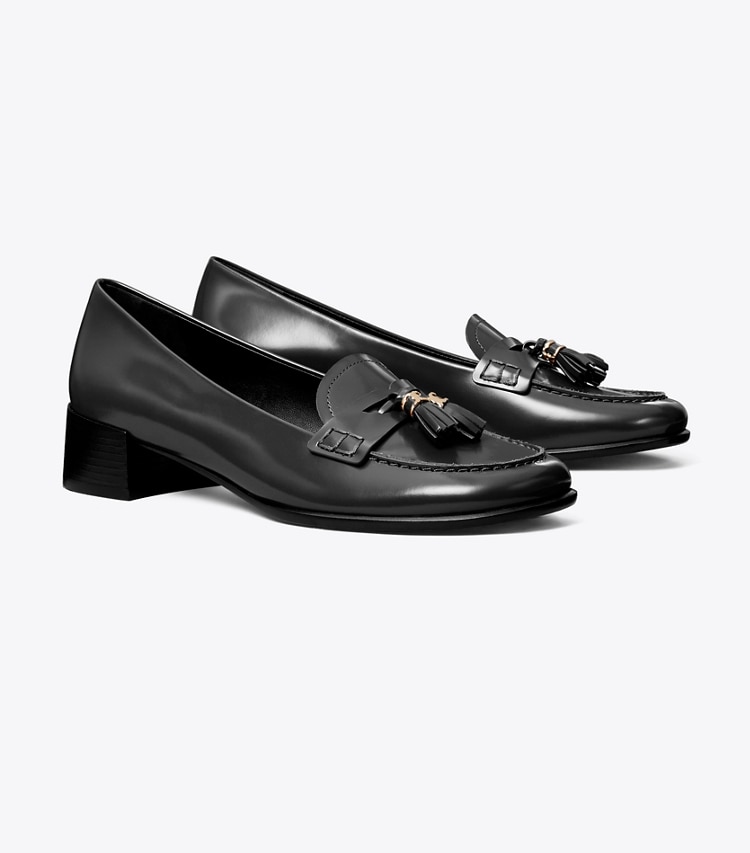 Tory Burch designer flats Tassel Loafer in PERFECT BLACK angle