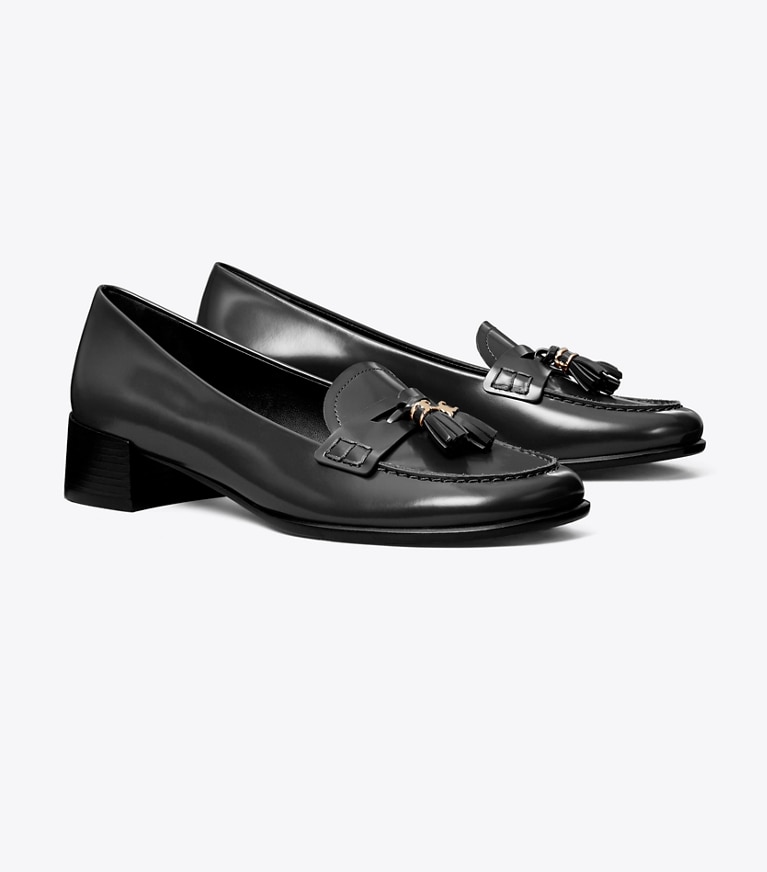 Tory Burch designer flats Tassel Loafer in PERFECT BLACK angle