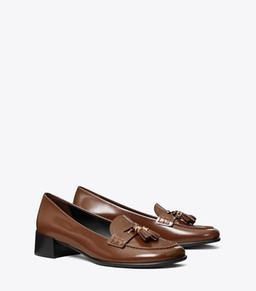 Tory Burch designer flats Tassel Loafer in MOCHA BROWN angle