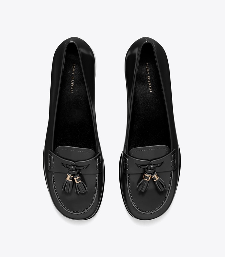 Tory Burch designer flats Tassel Loafer in PERFECT BLACK overhead