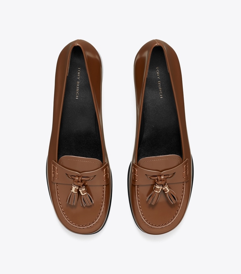 Tory Burch designer flats Tassel Loafer in MOCHA BROWN overhead