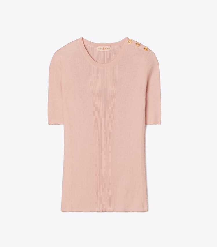 Tory Burch designer sweaters Taylor Sweater in Coastal Pink front