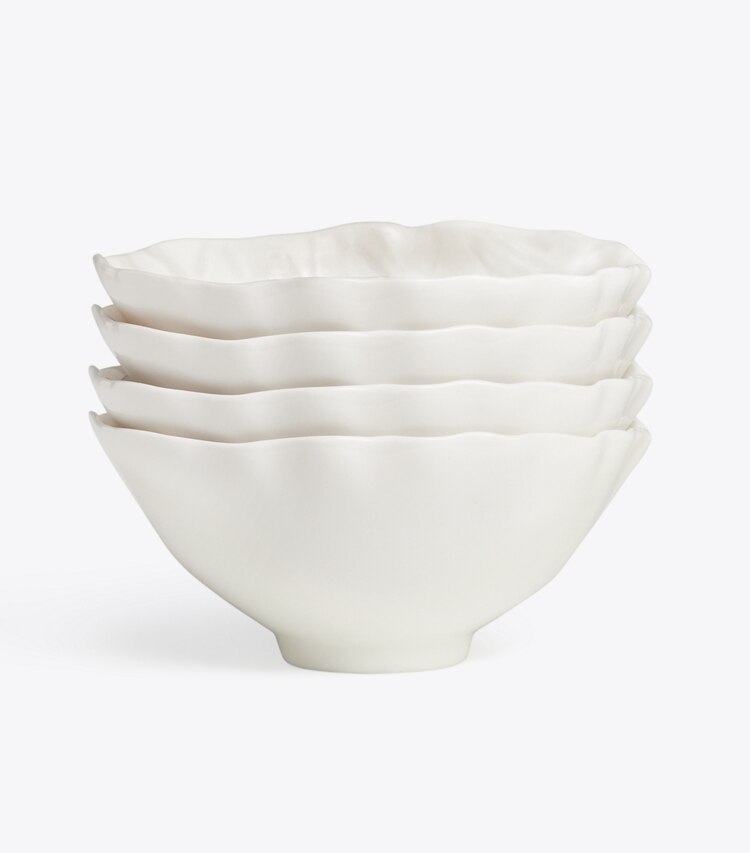 Tory Burch diseñador artículos de mesa & cristalería Tazón para sopa de vajilla con borde ondulado, set de 4 en White grupo