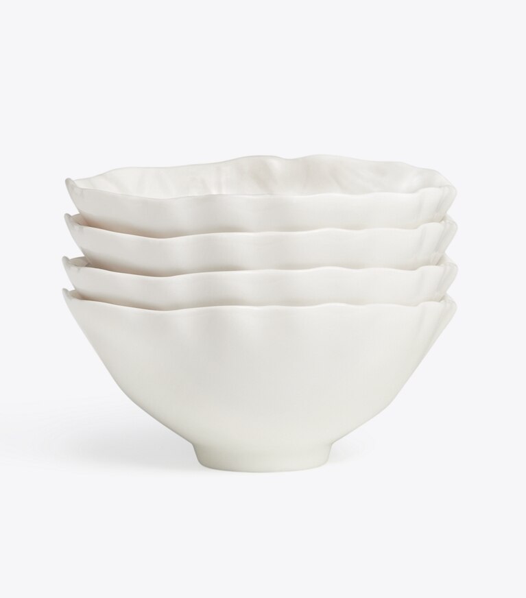 Tory Burch diseñador artículos de mesa & cristalería Tazón para sopa de vajilla con borde ondulado, set de 4 en White grupo