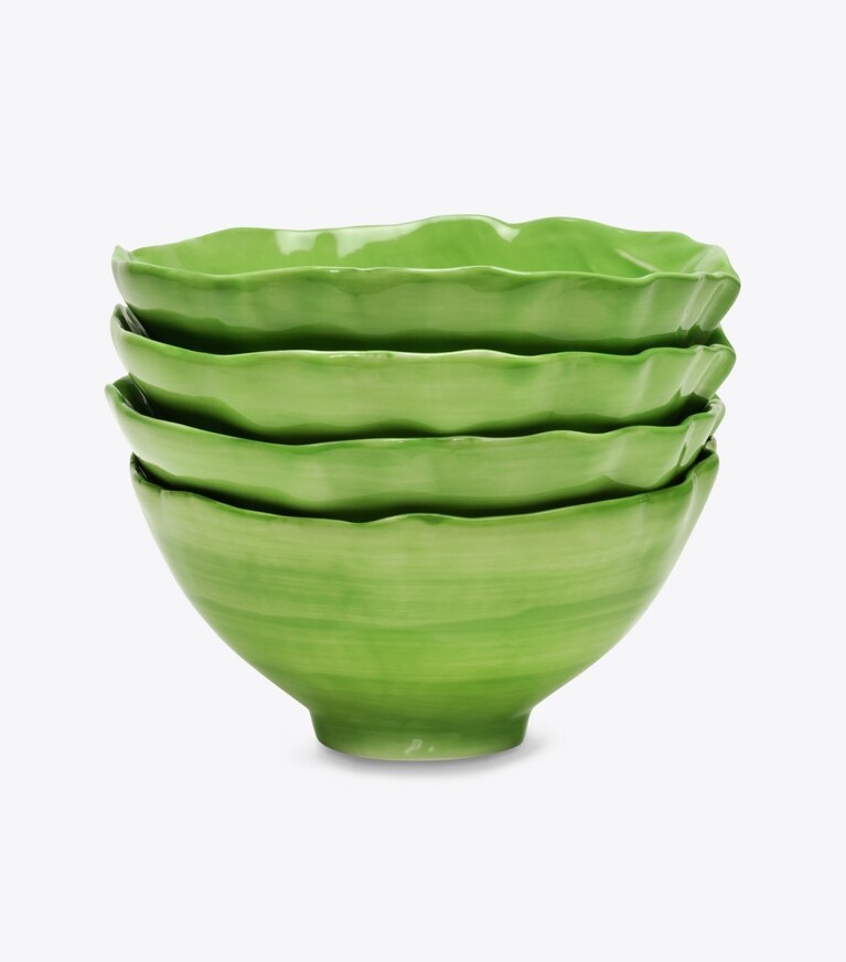 Tory Burch diseñador artículos de mesa & cristalería Tazón para sopa de vajilla con borde ondulado, set de 4 en Green grupo