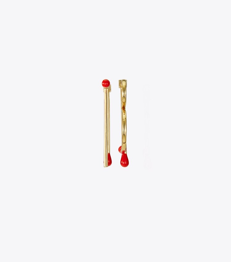 Tory Burch designer earrings TB Matchstick Earring in Tory Gold / Red additional