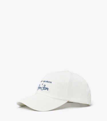 Tory Burch designer hats TB x BonBon Baseball Cap in White angle