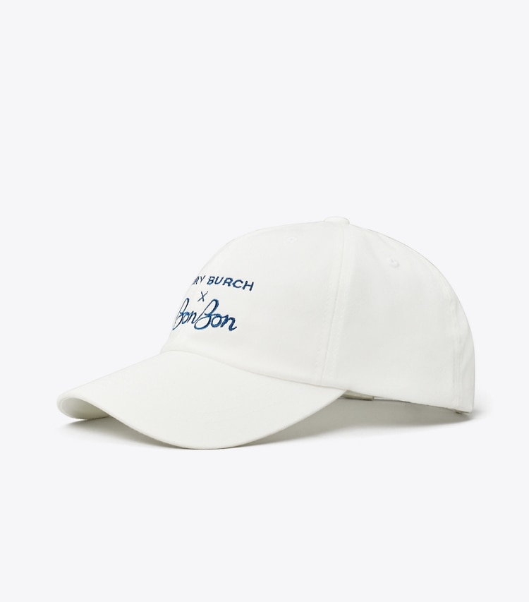 Tory Burch designer hats TB x BonBon Baseball Cap in White angle