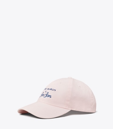 Tory Burch designer hats TB x BonBon Baseball Cap in BonBon Pink angle