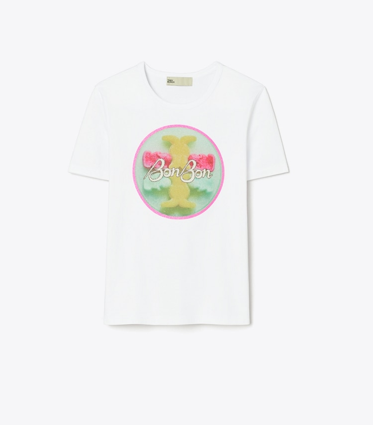 Tory Burch designer tops TB x BonBon Candy Logo T-Shirt in Pastel BonBon Sugar Tee front